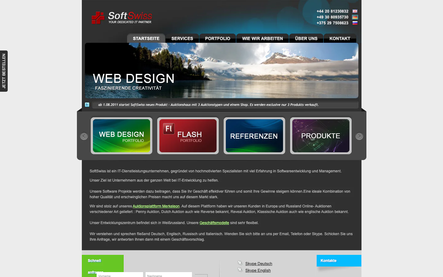 Website screenshot from 2011