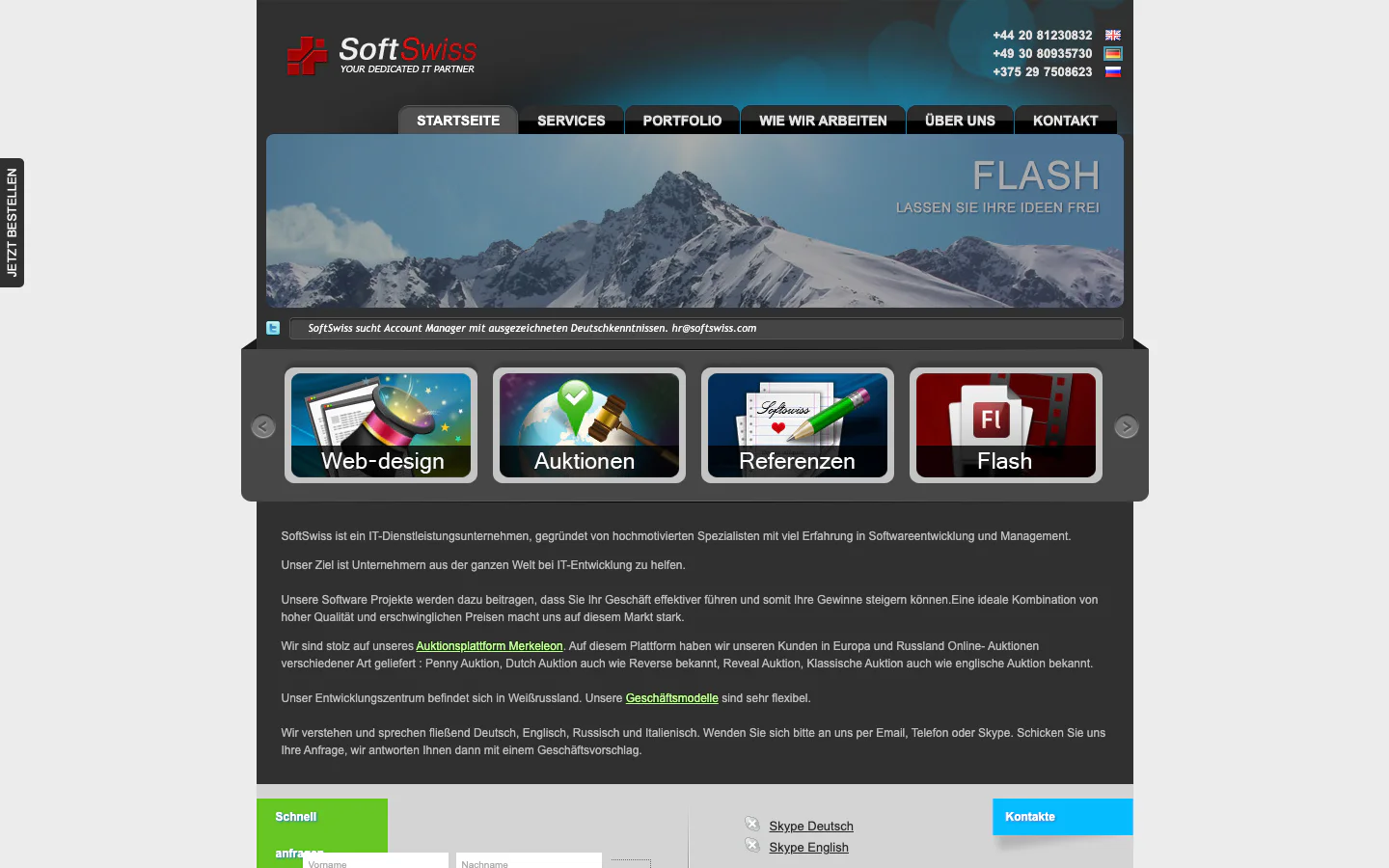 Website screenshot from 2012
