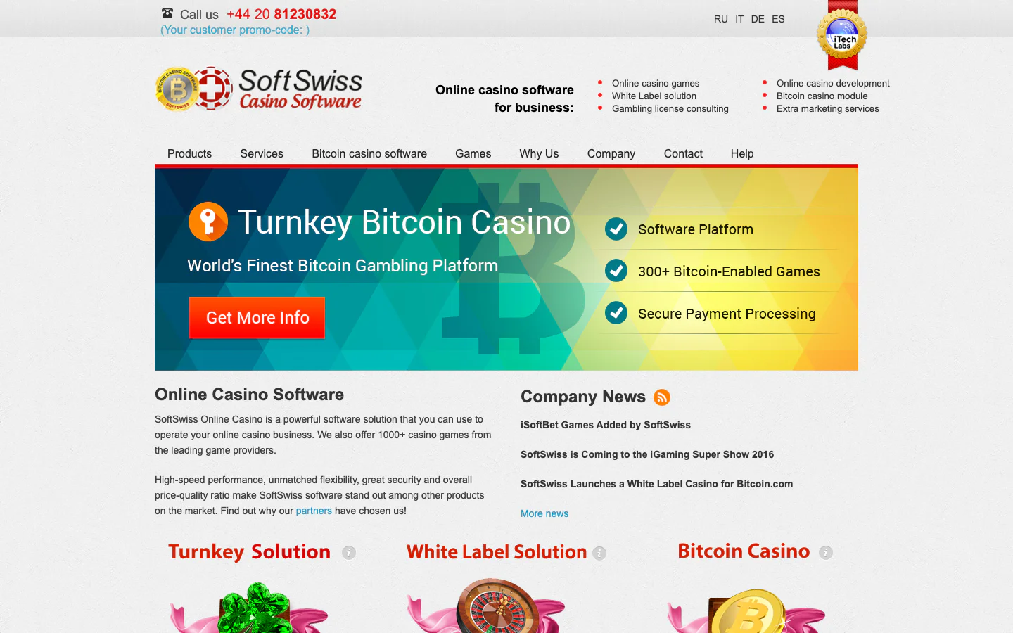 Website screenshot from 2016